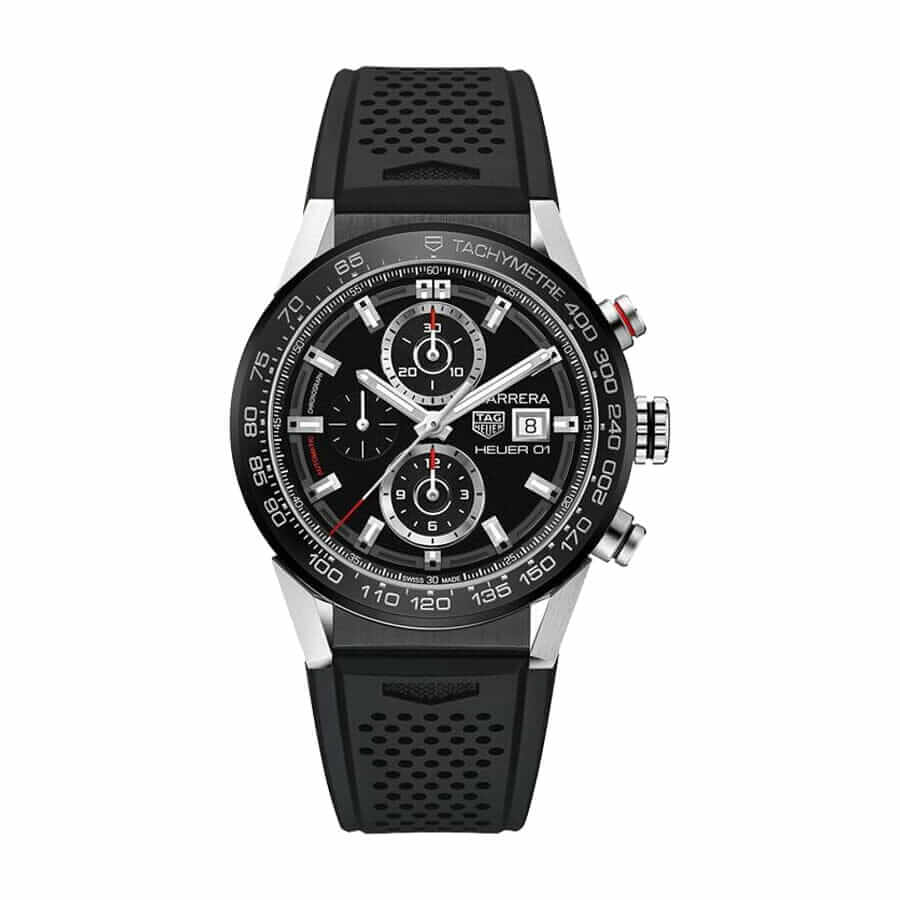 TAG Heuer Carrera CAR201Z.FT6046 Black Dial Rubber Strap Super Clone