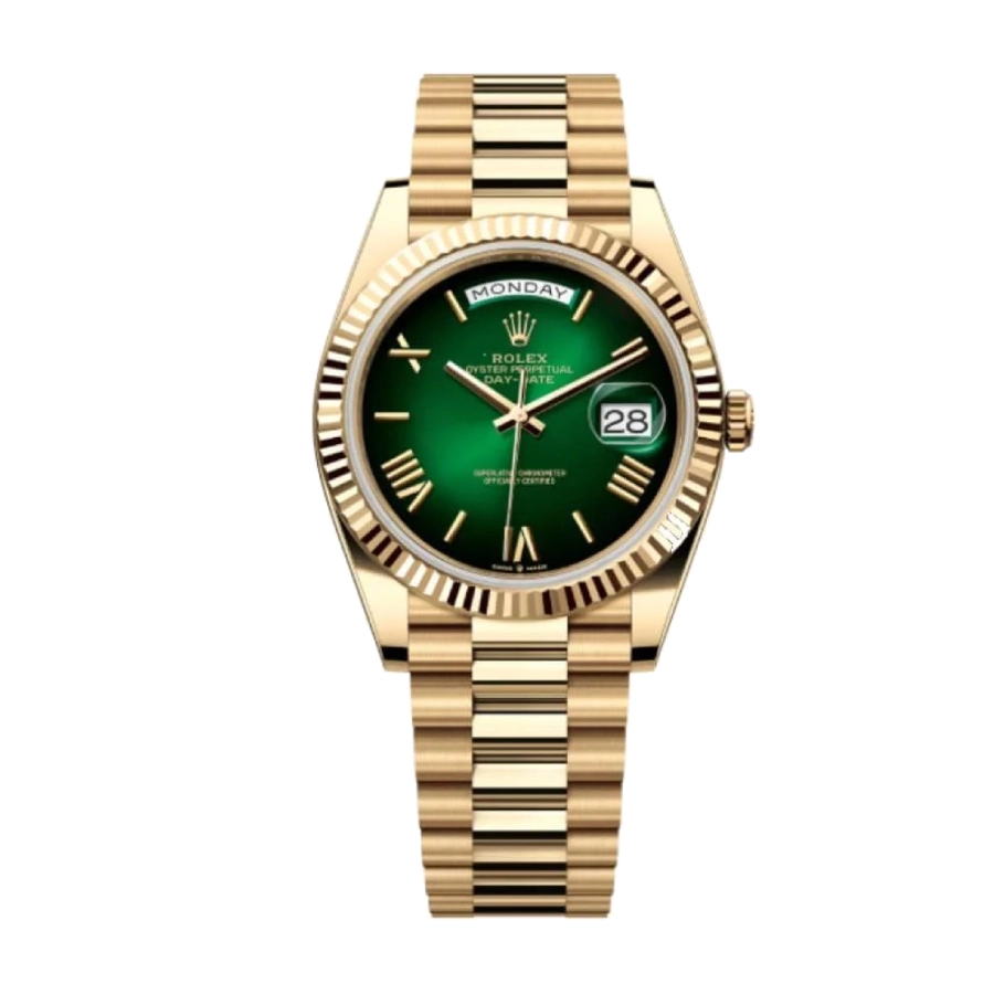 Rolex Day-Date 228238 Green Ombre Dial Yellow Gold President Bracelet Super Clone