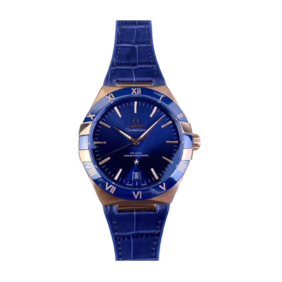 Omega Constellation 131.53.39.20.08.001 Blue Dial Gold Case Blue Leather Strap Super Clone