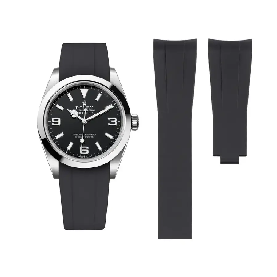 Rolex Explorer I Black Rubber Strap