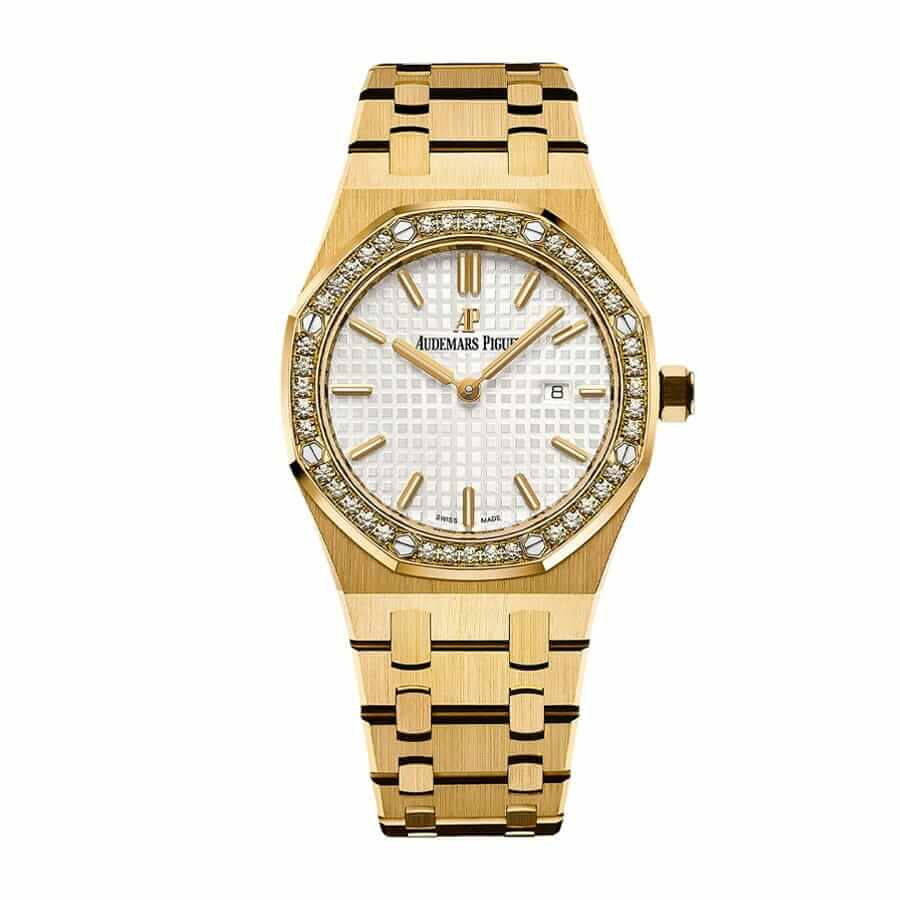 Audemars Piguet Royal Oak 67651BA.ZZ.1261BA.01 Diamond Bezel White Dial Yellow Gold Super Clone