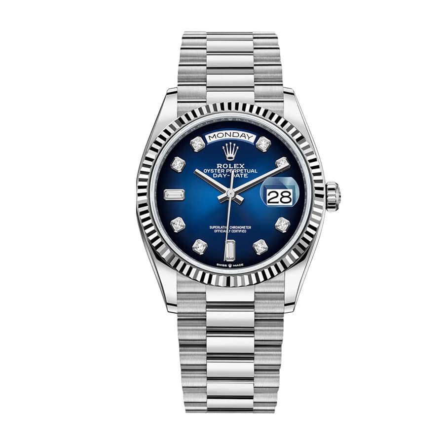Rolex Day-Date 36 7118-1200R-01 Blue Dial Diamond Index Super Clone