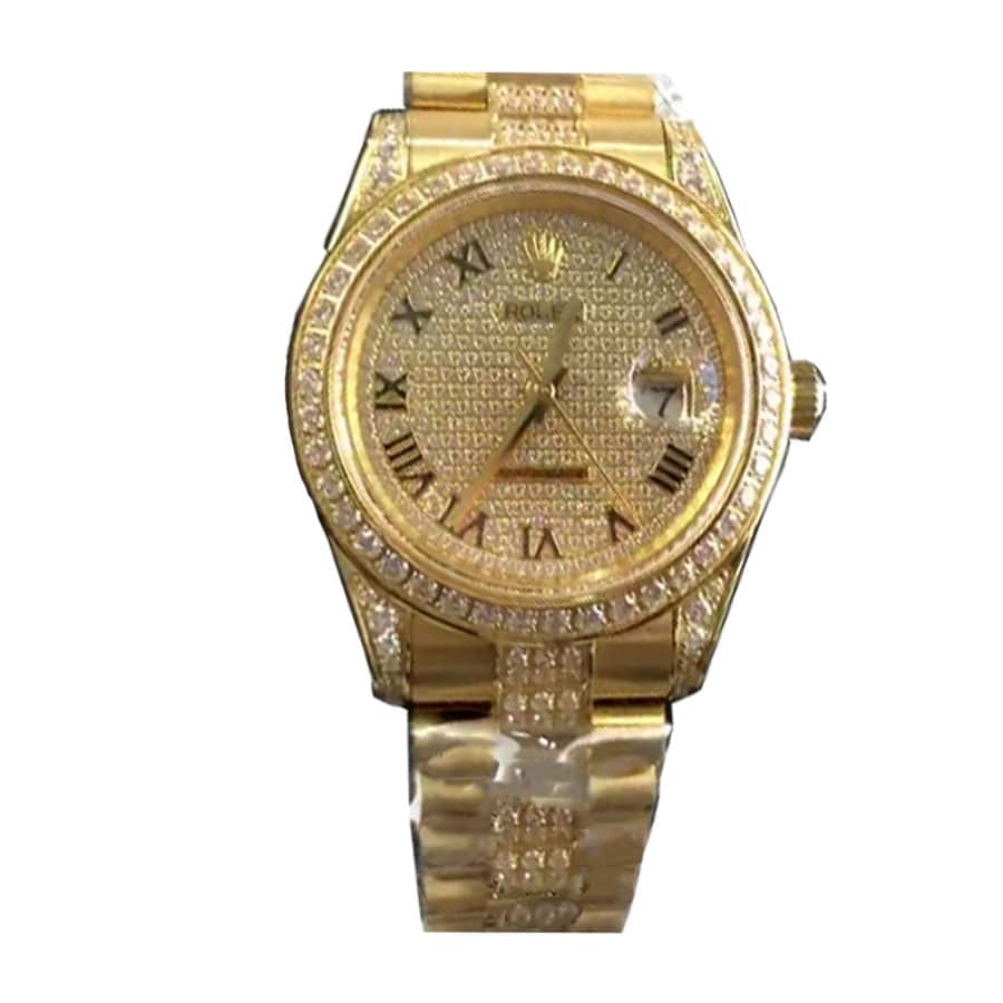 Rolex Day-Date 40 228348RBR (STYLE) Pavé Dial Diamond Dial Yellow Gold Super Clone