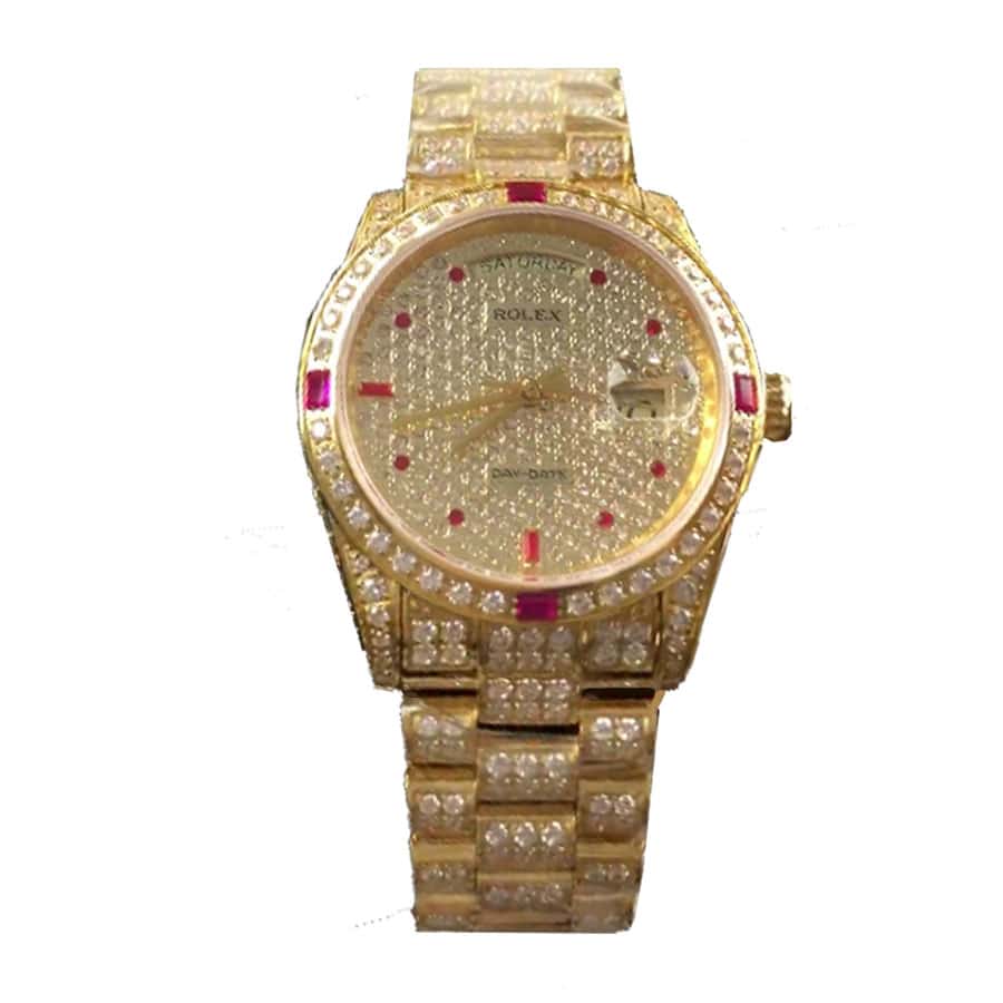 Rolex Day-Date 36 18038 (STYLE) Full Pavé Dial Diamond Dial Yellow Gold Super Clone