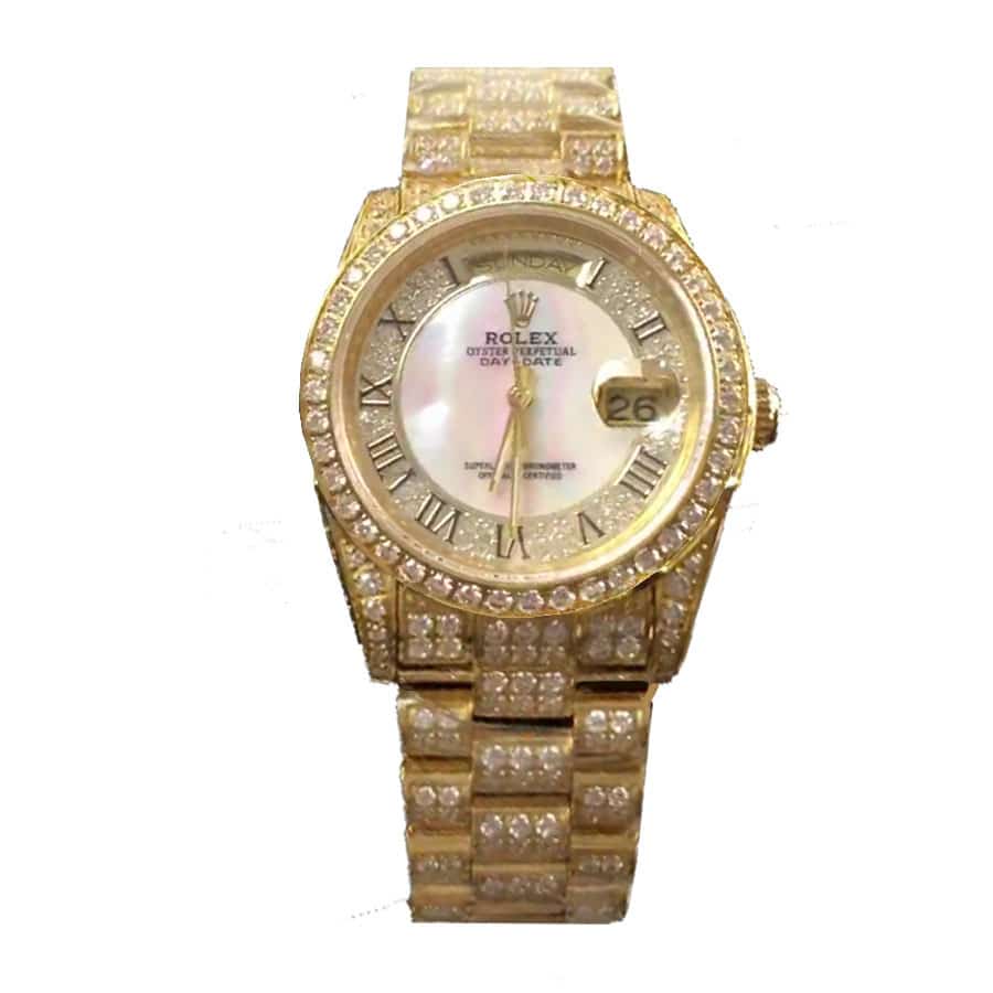 Rolex Day-Date 36 DAY-DATE 36 CUSTOM Champagne Dial Diamond Dial Yellow Gold Super Clone
