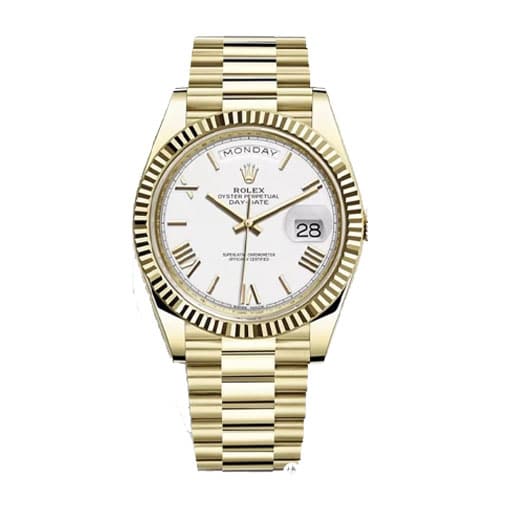 Rolex Day-Date Yellow Gold White Roman Dial President Bracelet Super Clone