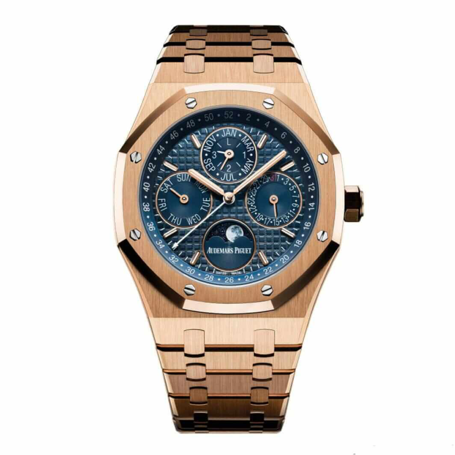 Audemars Piguet Royal Oak Perpetual Calendar 26579OR.OO.1220OR.01 Blue Grande Tapisserie Dial Rose Gold Super Clone
